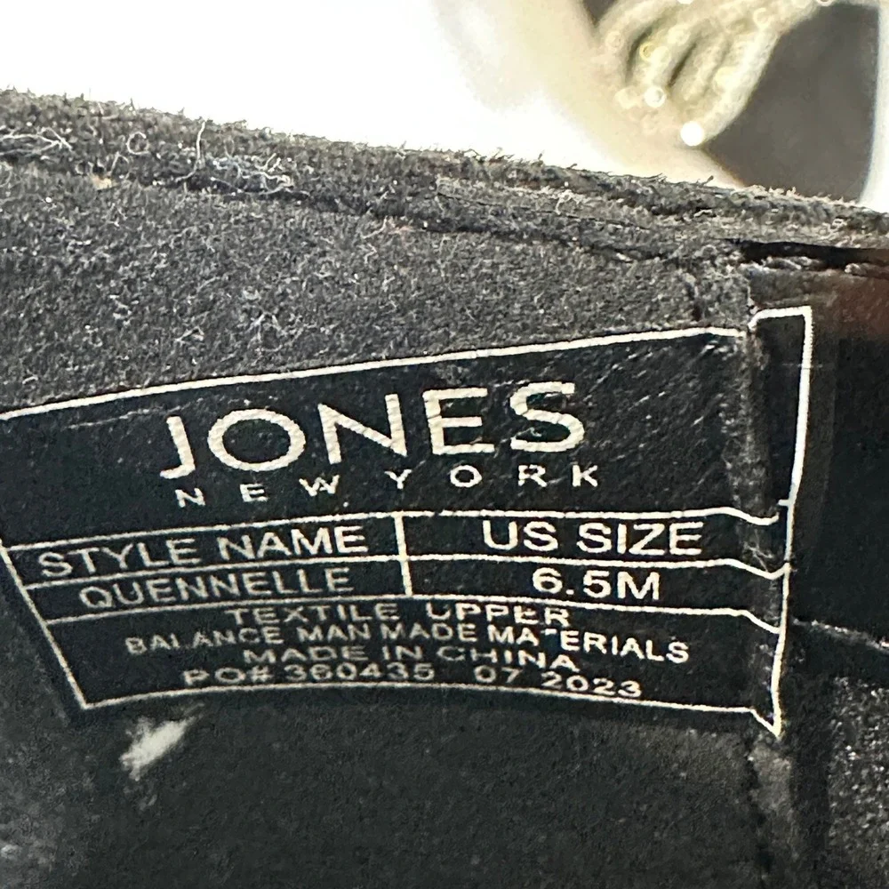 Jones New York Quennelle Flats Rhinestone Bow Pointed Toe Black Textile 6.5M
